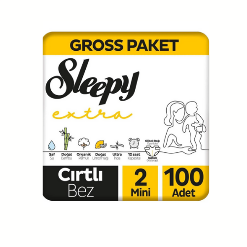 Sleepy Extra Günlük Aktivite Gross Paket Bebek Bezi 2 Numara Mini 100 Adet