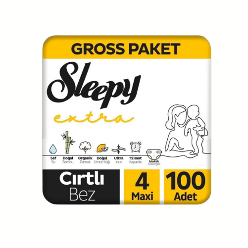 Sleepy Extra Günlük Aktivite Gross Paket Bebek Bezi 4 Numara Maxi 100 Adet
