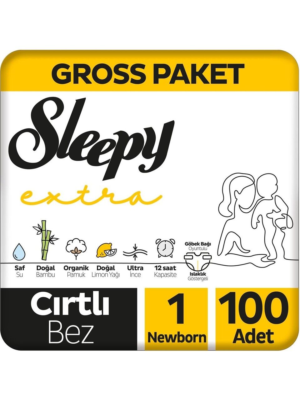 Sleepy Extra Günlük Aktivite Gross Paket Bebek Bezi 1 Numara Newborn 100 Adet