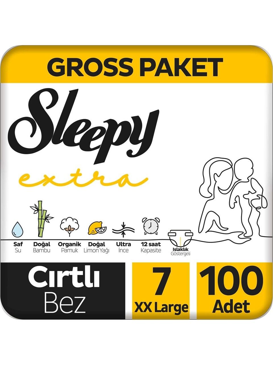 Sleepy Extra Günlük Aktivite Gross Paket Bebek Bezi 7 Numara Xxlarge 100 Adet